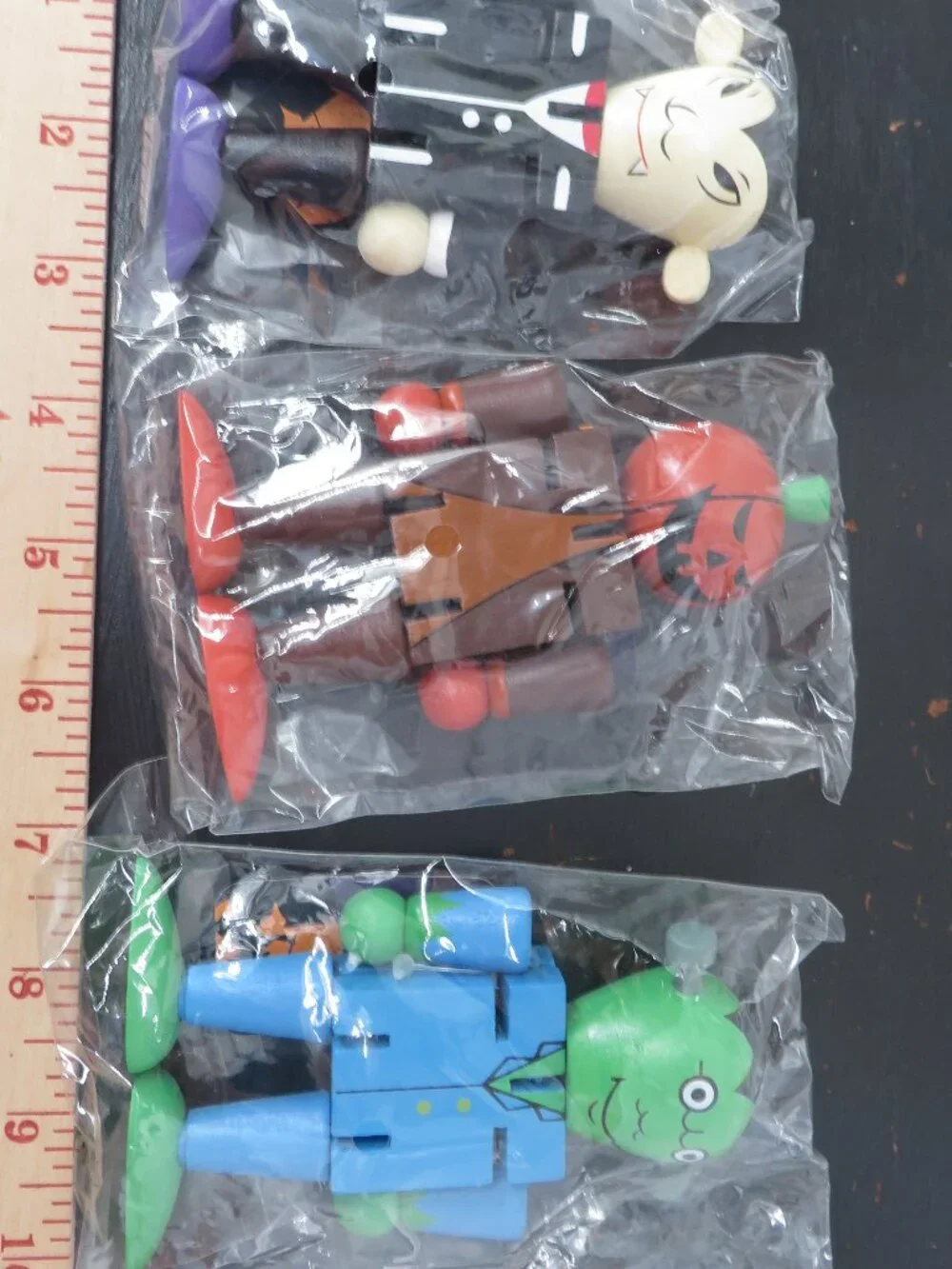 World Market Halloween Wooden Figures Lot 3 Vampire Pumpkin Frankenstein Multi